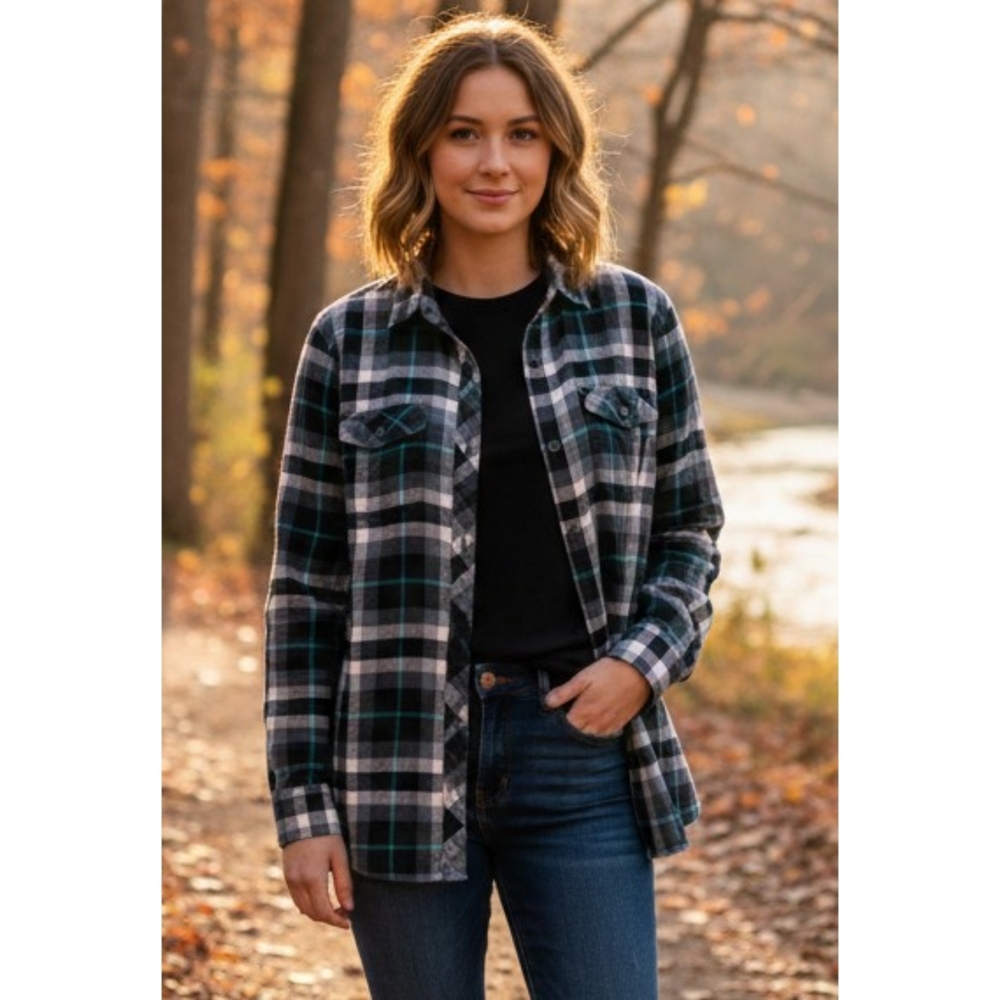 Eddie Bauer Plaid Button Down Top Multicolor Size S